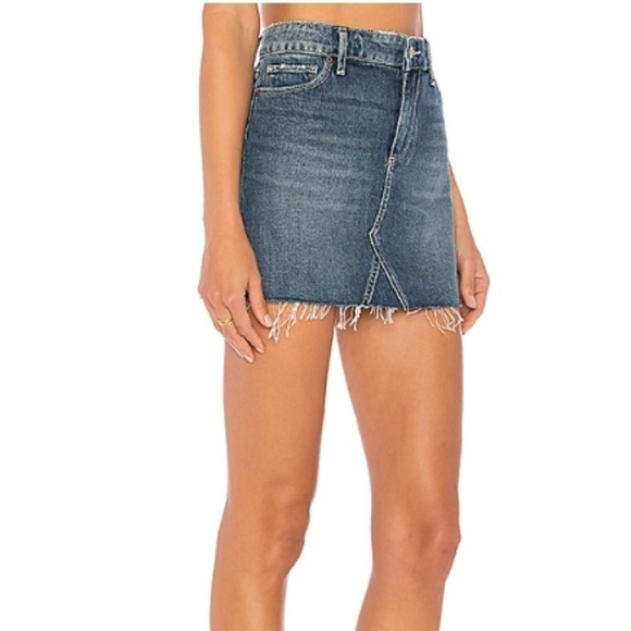 Paige Alethea Raw Hem Mini Denim Skirt - Picture 3 of 8